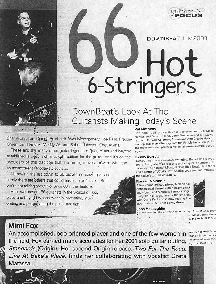 Mimi Fox in Downbeat, July 2003