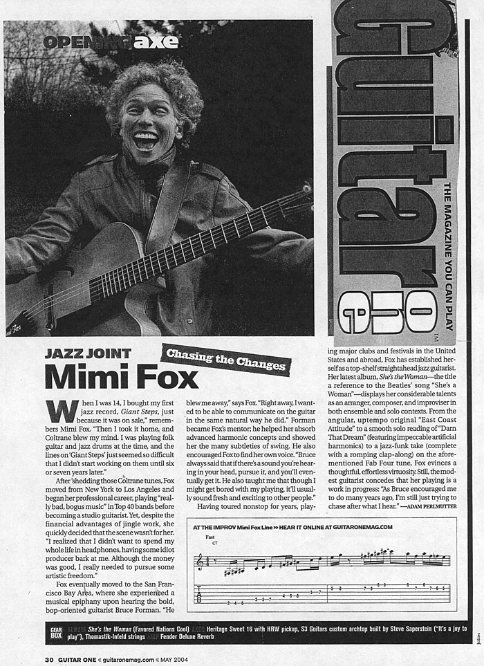 Mimi Fox in Guitar One, May 2004