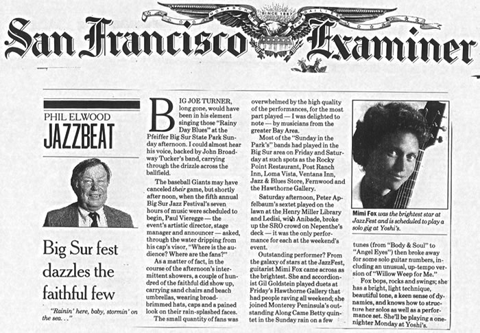 Mimi Fox in the San Francisco Examiner